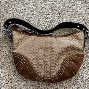 Coach Tan and Brown Shoulder Bag